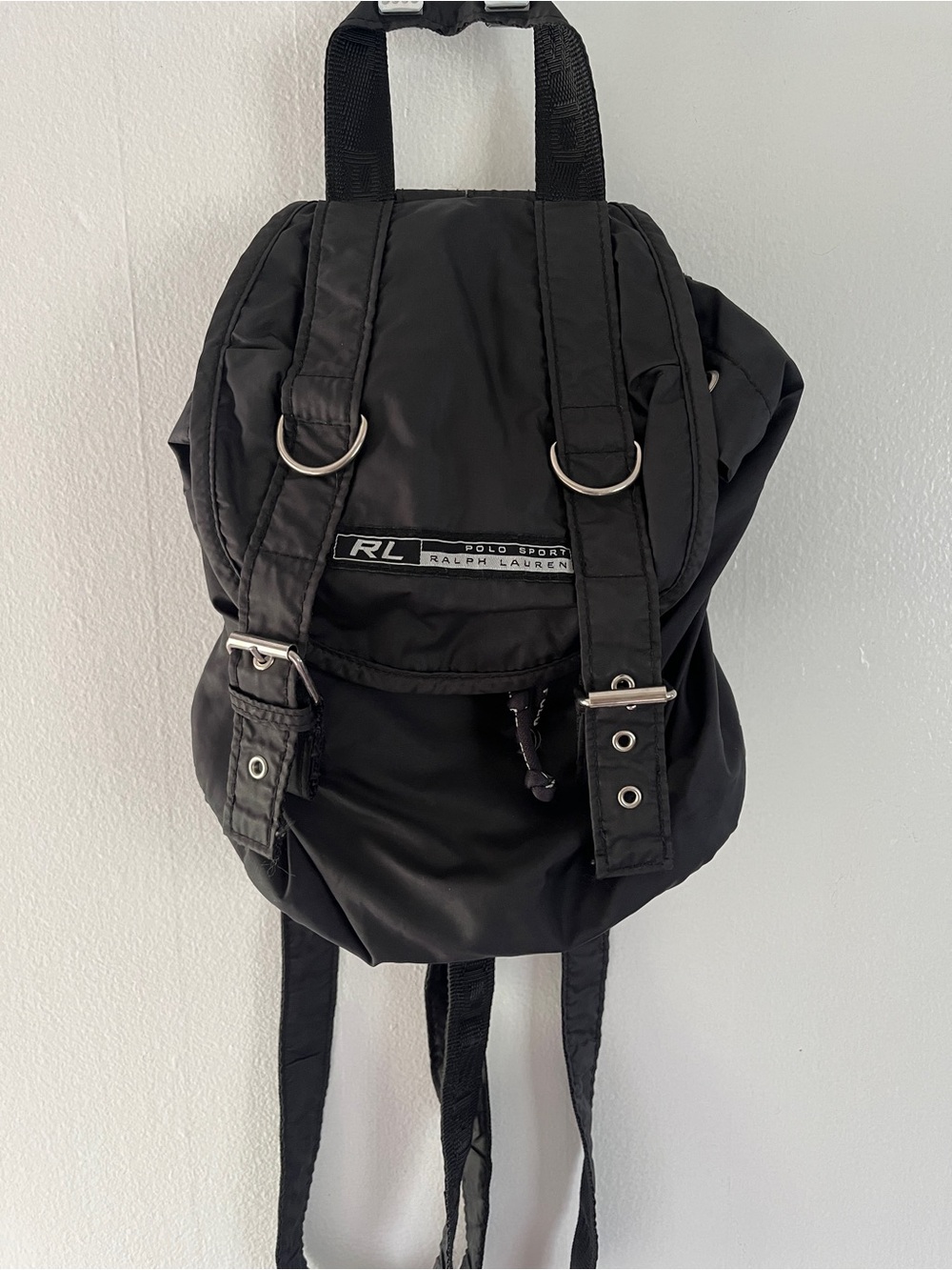 Vintage Ralph Lauren Black Nylon Buckle Backpack